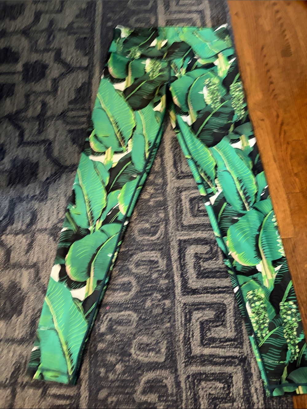Green Tropical Leaf Print Leggings
